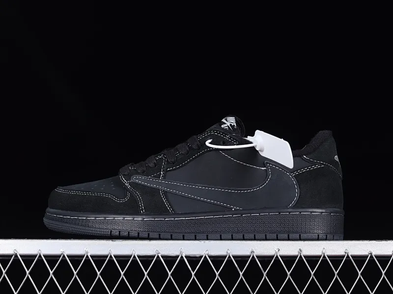 All categories Air Jordan Jordan series basketball shoes Air Jordan 1 Low Travis Scott x Air Jordan 1 Low OG "Triple Black" AJ1 Joe 1 Black Warrior Undercut DM7866-001